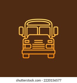 Yellow School Bus Concept Creative Line Icon - Schoolbus Vector Linear Logo Element On Dark Background