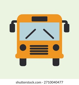 Un autobús escolar amarillo se representa en un estilo simple, como de dibujos animados sobre un fondo claro.