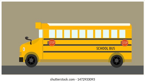 yellow school bus drawn in vector