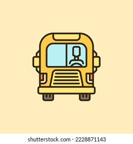 Yellow School Bus with Driver vector concept colored icon or symbol