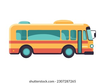 Aislado icono plano de la conducción de un autobús escolar amarillo
