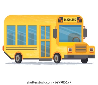 Yellow school bus. Education. Flat style vector illustration.