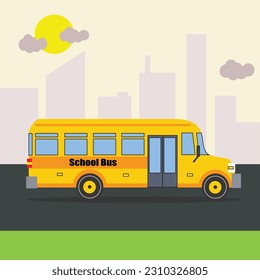Yellow School Bus Flat Design