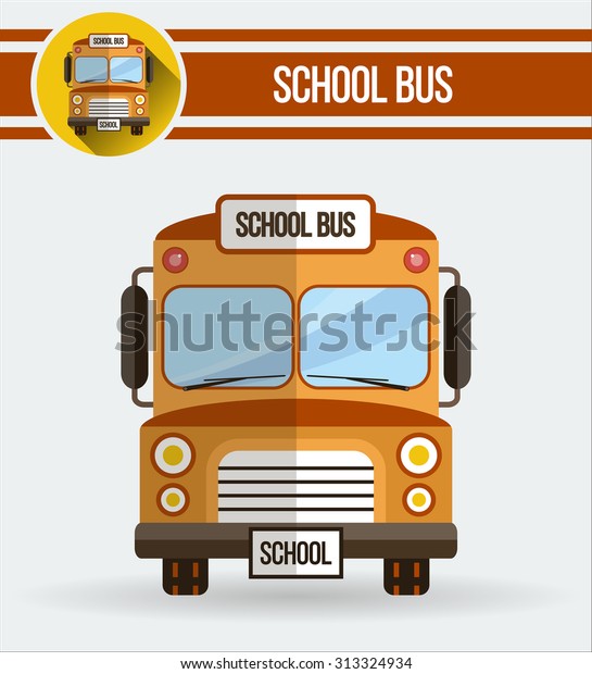 Yellow school bus. School bus flat design\
icon. EPS.10 vector illustration.\
