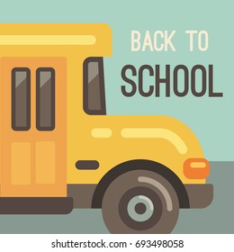 Yellow school bus flat illustration. Back to school