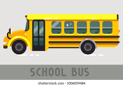 Yellow School Bus in Flat Style