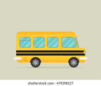 Yellow school bus. Flat style vector illustration.