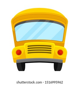Yellow School Bus Of Front Projection With Curved Roof