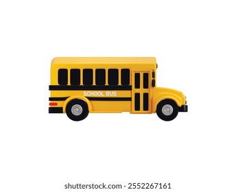 Yellow School bus icon 3d rendering vector illustration