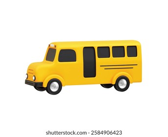 Yellow School Bus icon 3d rendering illustration