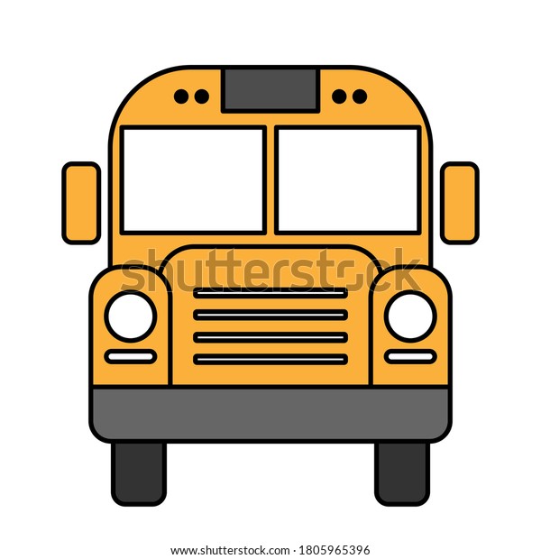 Yellow School bus icon in flat
style. Autobus vector illustration on isolated
background.
