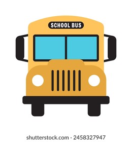 Yellow school bus icon. Vector illustration.