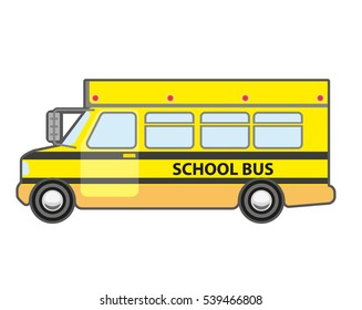 Yellow school bus icon. Vehicle for kids transportation. Children transport - schoolbus. Vector flat style illustration isolated on white background.