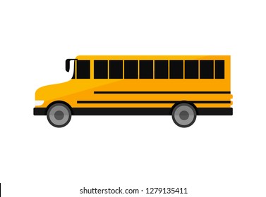 Yellow school bus illustration. Auto, large, daily. Transport concept. Vector illustration can be used for topics like school, service, transportation, schedule