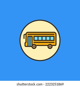 Yellow School Bus inside Circle vector concept colored icon - Side View