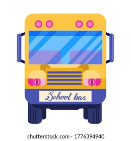 Yellow school bus isolated on white background. design icon. Cartoon School Bus. Vector illustration in flat style