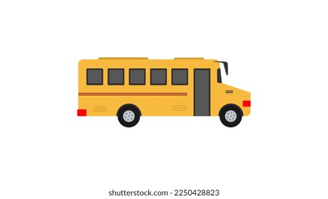 Yellow school bus isolated on white background.