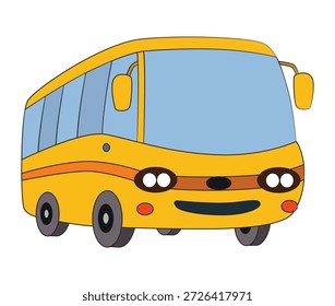 Yellow school bus isolated on white background
