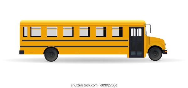 yellow school bus isolated on white background. vector illustration. Flat.