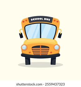 Yellow school bus kids vector illustration front view