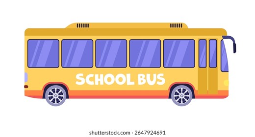 Yellow school bus on a isolated background. Vector illustration in a flat style