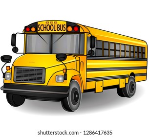 Yellow school bus on a white background