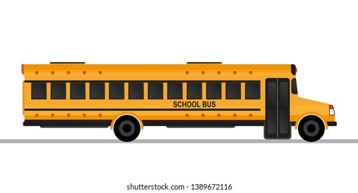 Yellow school bus on a white background