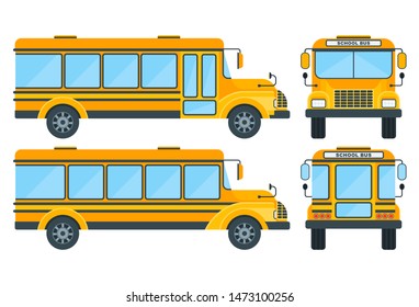 Yellow school bus on a white background. Education and schooling. Poster for advertising educational institutions, courses and trainings. Flat illustration