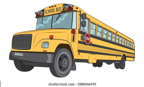 Yellow School Bus On A White Background