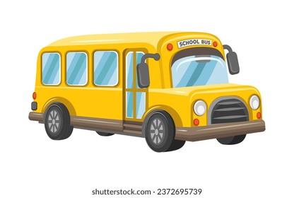 Yellow school bus on white background 
