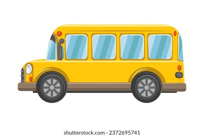 Yellow school bus on white background, side view