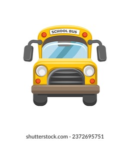 Autobús escolar amarillo sobre fondo blanco, vista frontal