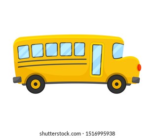 Yellow School Bus of Right Side Projection Vector Illustration