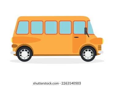 Yellow School Bus of Right Side Projection Vector Illustration