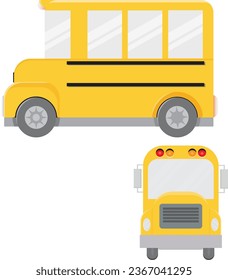 yellow school bus seen from the side and front view