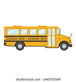 Yellow School Bus. Side View. Vector Flat Color Illustration.