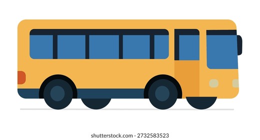 Autobús escolar amarillo de pie solo sobre un fondo blanco