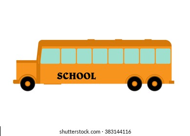 Yellow school bus toy model  isolated on a white background. Vector Illustration.