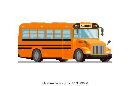Yellow school bus. Transportation of students and pupils. Vector illustration