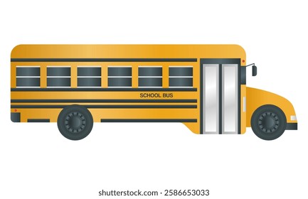 Yellow School Bus Transportation Vector. Land Vehicle School Bus Icon.