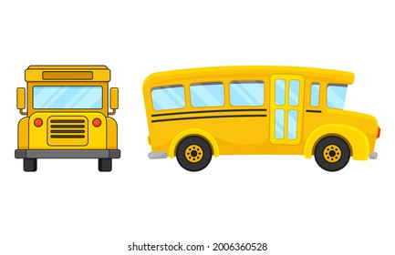Yellow School Bus Used for Transporting Students Vector Set