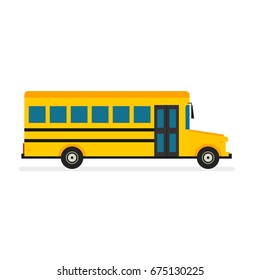 Yellow School Bus. Vector Clipart Isolated On White Background