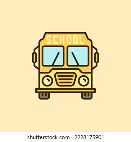 Yellow School Bus vector concept colored icon - Front View