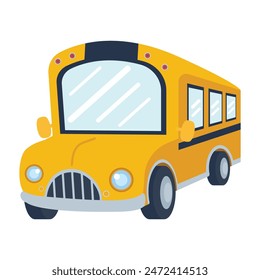 A yellow school bus vector flat