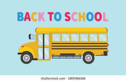 Yellow school bus. Vector illustration in flat design.
