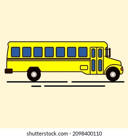 Yellow school bus vector illustration. Flat illustration.