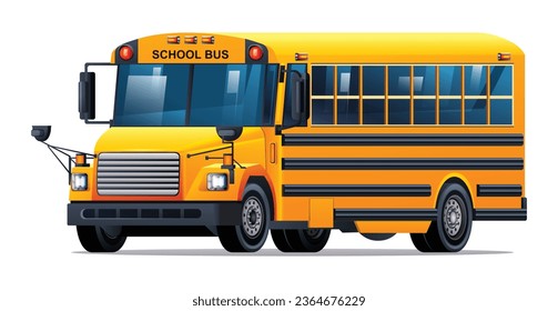 Ilustración vectorial del autobús escolar amarillo aislado en fondo blanco