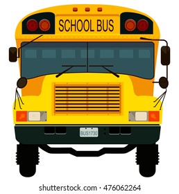 Yellow school bus. Vector illustration.