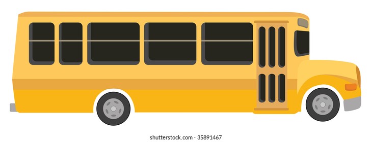 yellow school bus in vector mode