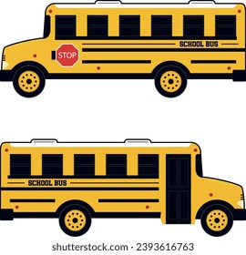 Yellow School Bus Vector Set